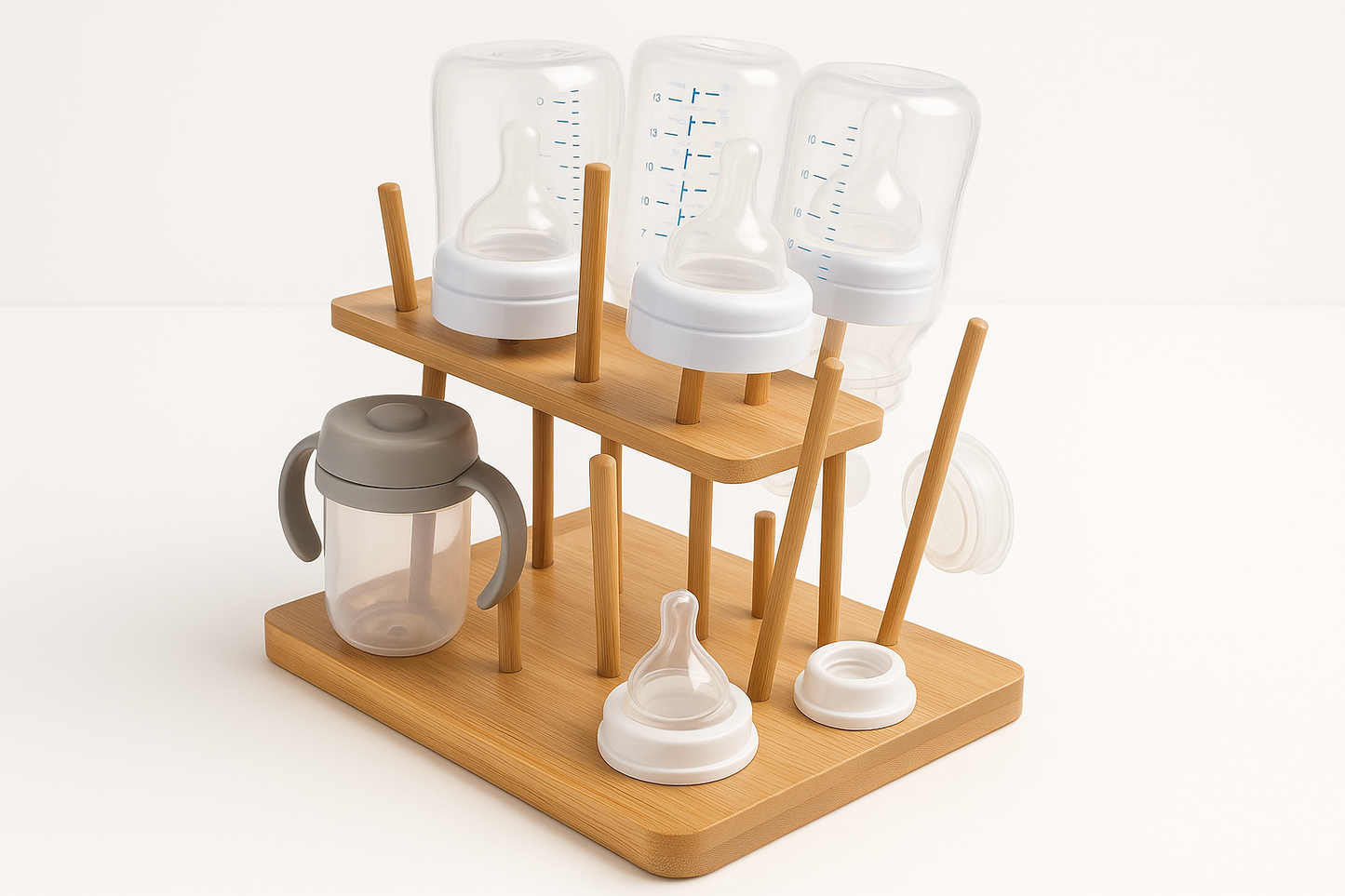 Bamboo Baby Bottle Drying Rack 