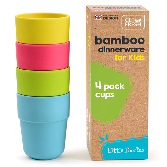 Bamboo Fiber Kids Dinnerware Cups – Safe, Eco-Friendly &amp; Durable (4-Pack)
